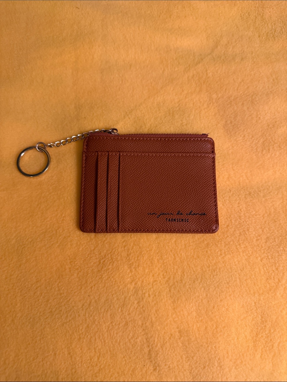 Brown Leather Card Holder Keychain - Unbranded